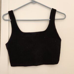 Aritzia Babaton Sculpt Knit Squareneck Crop Top M Black